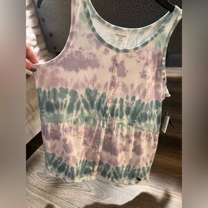 NWT Abercrombie Kids girl 15/16 Tie-Dye Top in Purple and Green